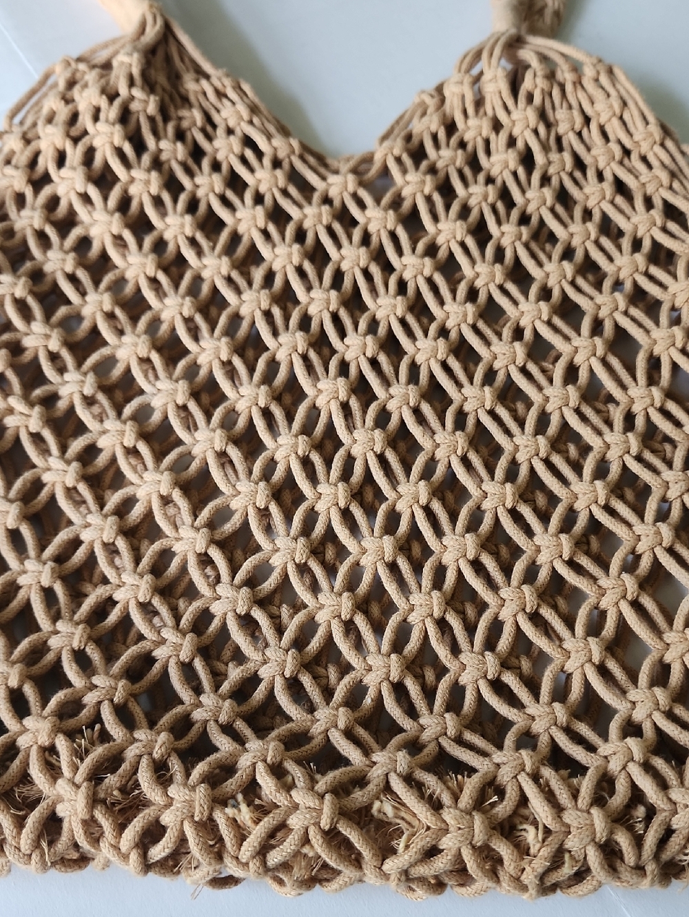 Handwoven Beige Macramé Tote Bag - Women Bags - Picture 2 of 7